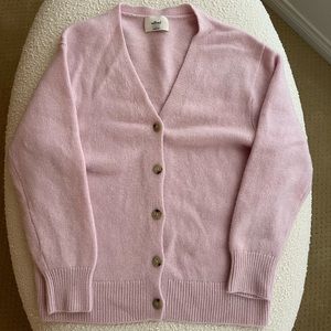 aritzia wilfred talc pink luxe cashmere cardigan